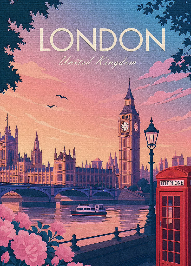 Vintage London Travel Poster metal poster artwork